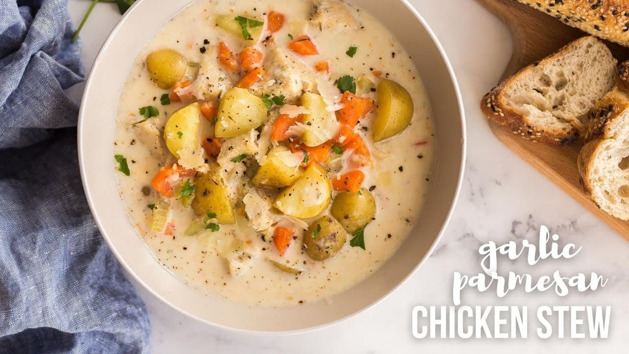 Slow Cooker Garlic Parmesan Chicken Stew